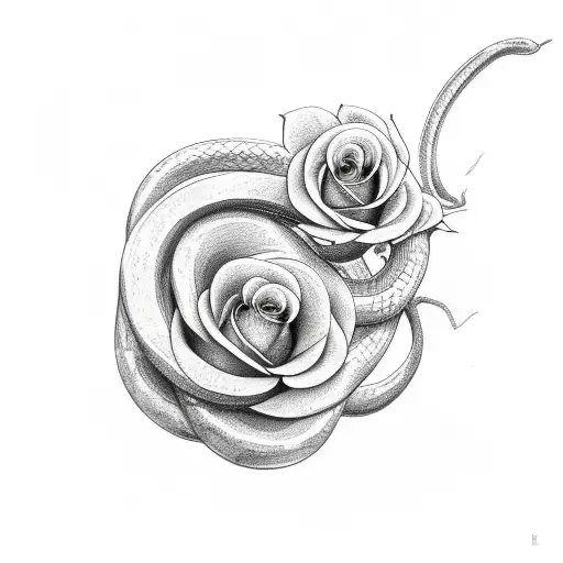 snake wrapping around a rose tattoo design idea