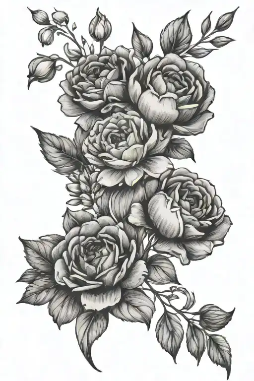 january february july november birth flower bouquet tattoo design idea