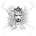 agressive water goddess  tattoo design idea