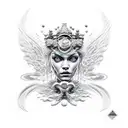 agressive water goddess  tattoo design idea