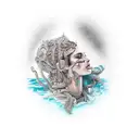 agressive water goddess  tattoo design idea