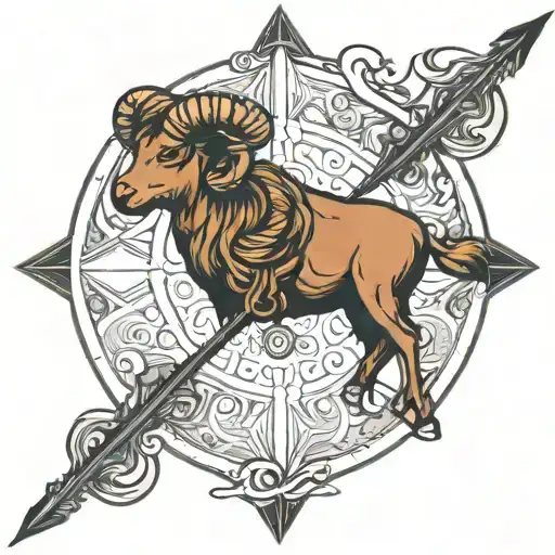 Aries Astrology - Zodiac Arrow shooting tattoo design idea