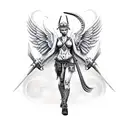 warrior angel with devil tattoo design idea