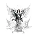 warrior angel with devil tattoo design idea