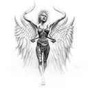 warrior angel with devil tattoo design idea