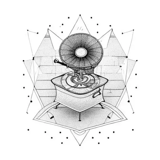 gramophone abstract  tattoo design idea