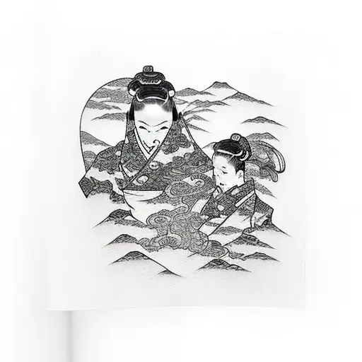 mother and son  tattoo design idea