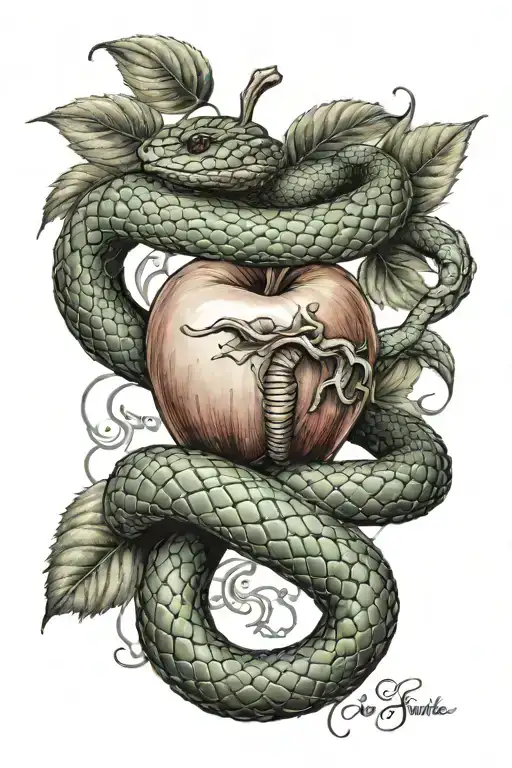 eve gives you an apple with snake around her hand tattoo tattoo design idea