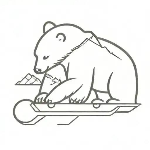 bear wearing snowboard gear tattoo design idea