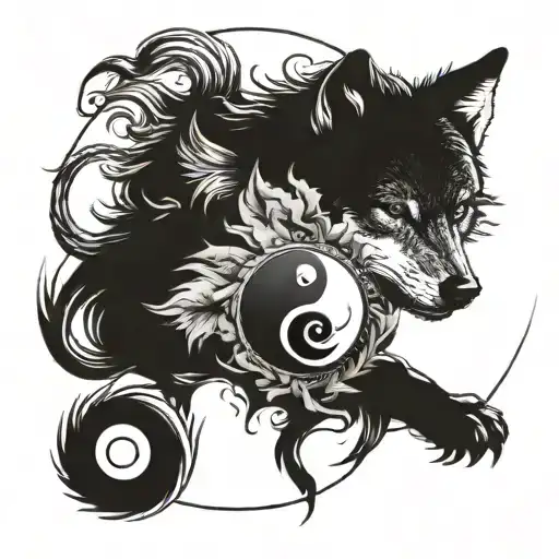 The wolf and the yin and yang tattoo design idea
