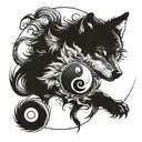 The wolf and the yin and yang tattoo design idea