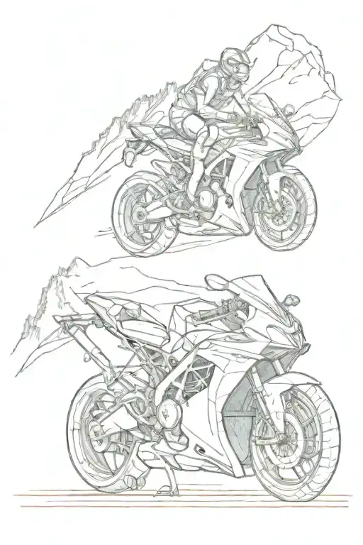 sportbike and mountains and family and adrenaline and dopamine and depression tattoo design idea