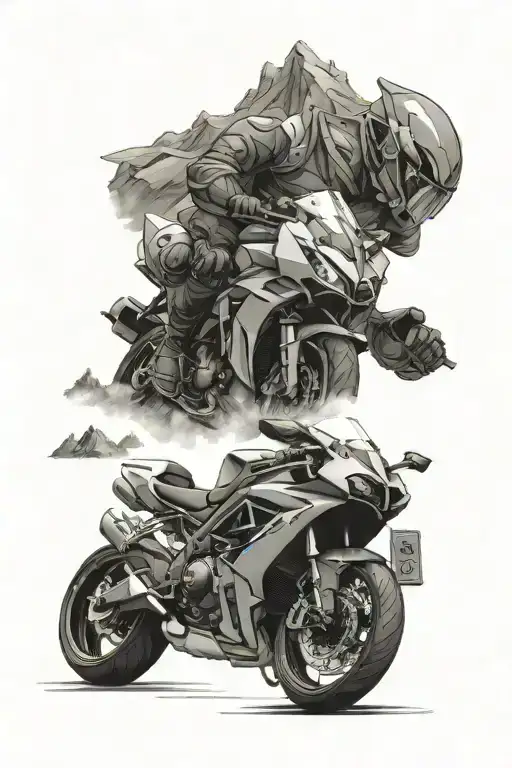 sportbike, mountains, family, adrenaline, dopamine, depression tattoo design idea