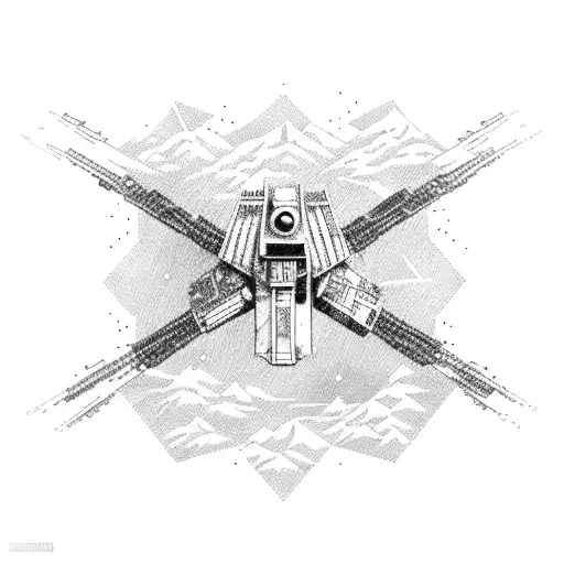 x Wing Star Wars and forest and a Mountain  tattoo design idea