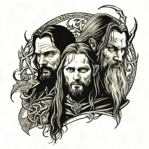 lord of the rings gimli aragorn legolas and the ring tattoo design idea