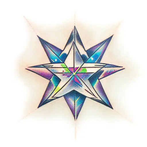 Glimmering narrow star tattoo design idea