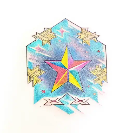 Glimmering narrow star tattoo design idea