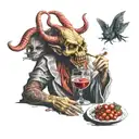 satan at communion tattoo design idea