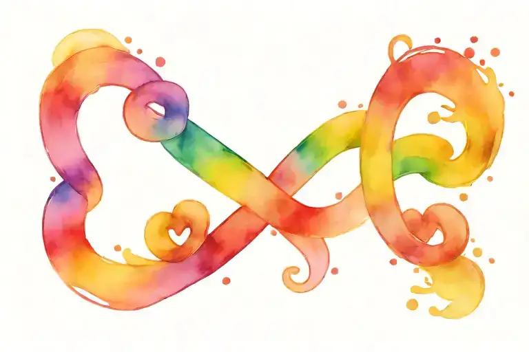 infinity hearts rainbow colors tattoo design idea