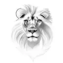 A majestic lion standing in a lush jungle surrounded by exotic plants and flowers tattoo design idea