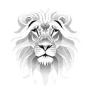 A majestic lion standing in a lush jungle surrounded by exotic plants and flowers tattoo design idea