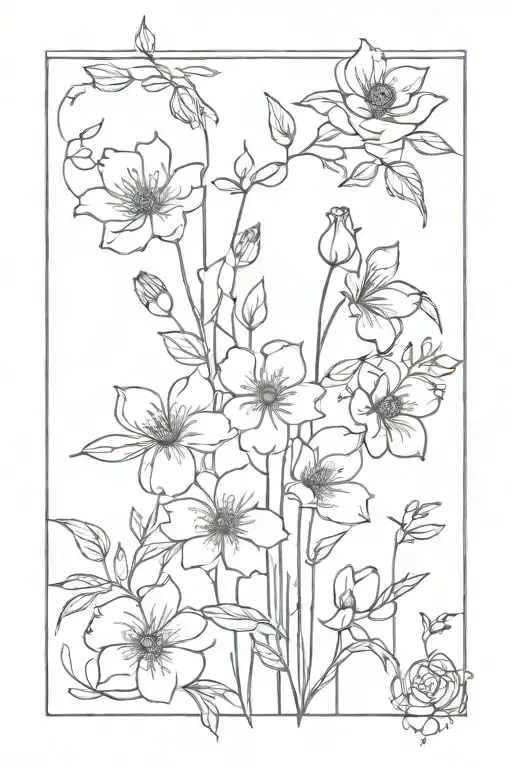 garden with flowers tattoo design idea