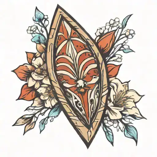 Native American arrowhead, Columbine flowers tattoo design idea