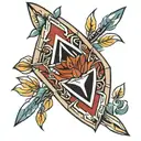 Native American arrowhead, Columbine flowers tattoo design idea