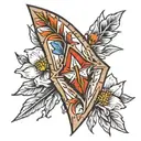 Native American arrowhead, Columbine flowers tattoo design idea