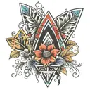 Native American arrowhead, Columbine flowers tattoo design idea