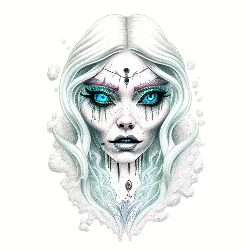 horror mermaid tattoo design idea