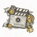 35mm motion picture film surrounding the clapperboard tattoo design idea