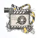 35mm motion picture film surrounding the clapperboard tattoo design idea