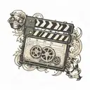 35mm motion picture film surrounding the clapperboard tattoo design idea
