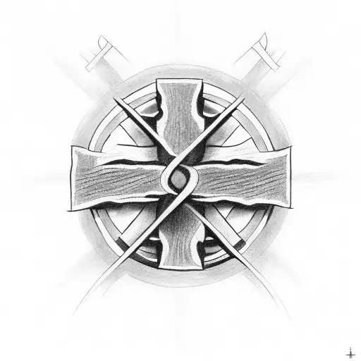Feminine Cross with two banners with the names Jared and Travis on them tattoo design idea