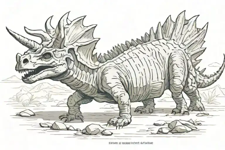 styracosaurus fossil death pose tattoo design idea