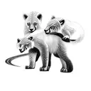 Nature scene with 2 cubs/father, waterfall, trees, and mountains accending to the heavens tattoo design idea