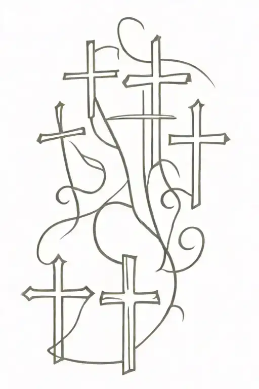 three christian crosses with a musical theme tattoo tattoo design idea