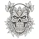 tiki mask skull tattoo design idea