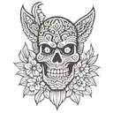 tiki mask skull tattoo design idea
