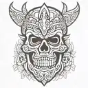 tiki mask skull tattoo design idea
