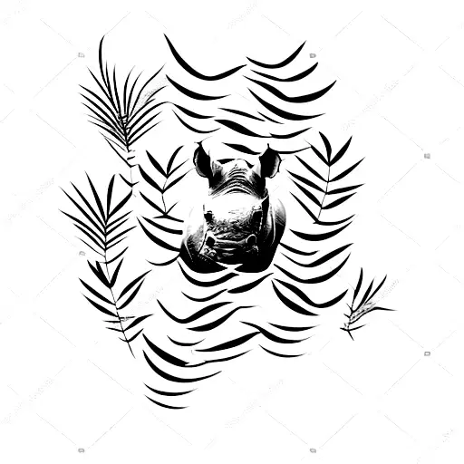 rhino behind tall grass tattoo design idea