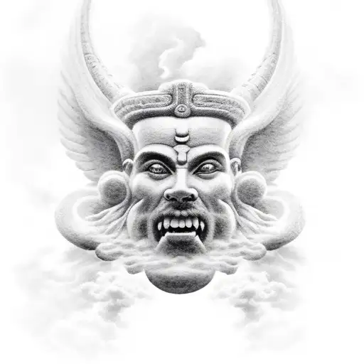 memorial for a god with clouds  tattoo design idea