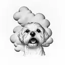 memorial for a dog with clouds  tattoo design idea