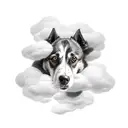 memorial for a dog with clouds  tattoo design idea