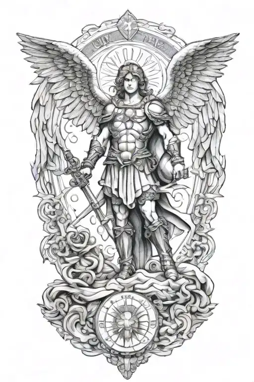Saint Michael the Archangel tattoo design idea