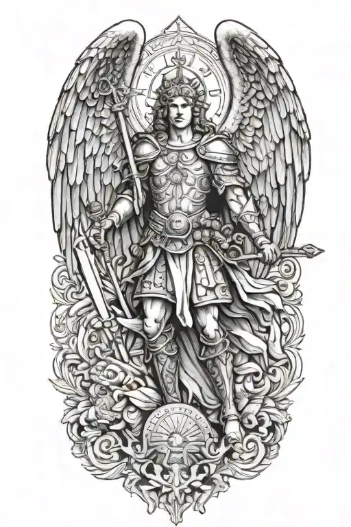 Saint Michael the Archangel tattoo design idea