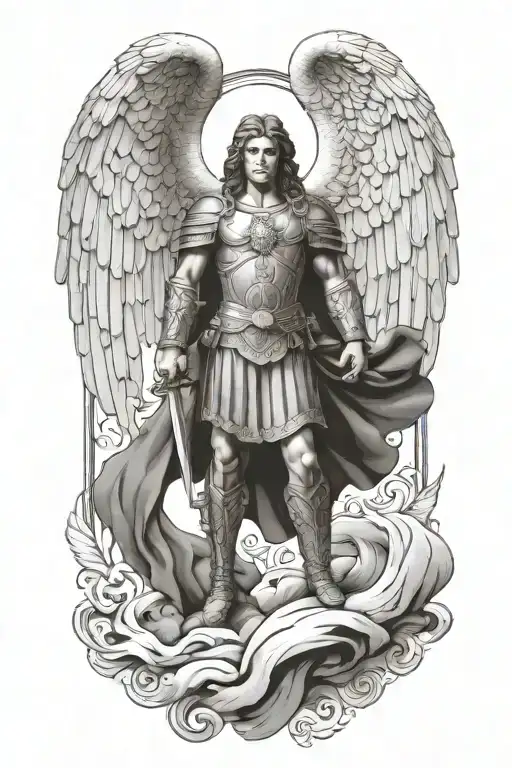 Saint Michael the Archangel tattoo design idea