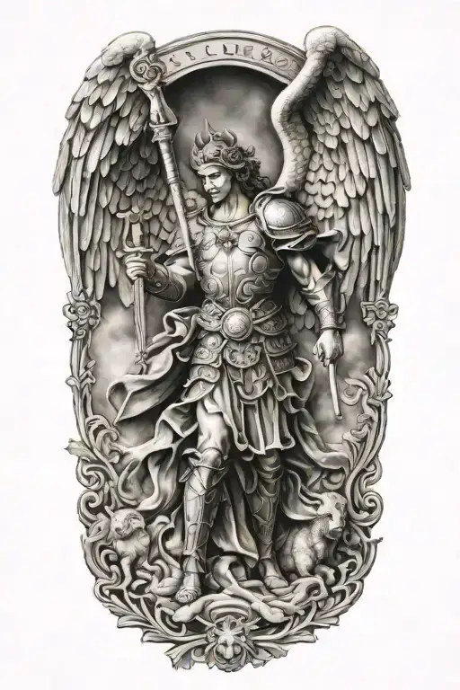 Saint Michael the Archangel tattoo design idea