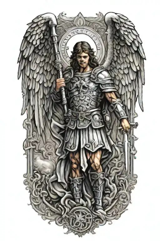 Saint Michael the Archangel tattoo design idea